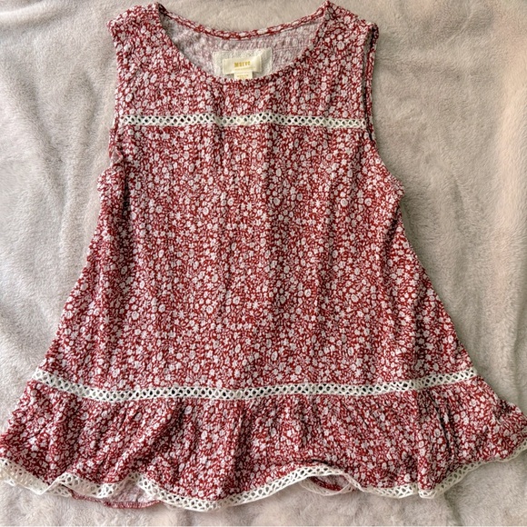 NWT Anthropologie Maeve Floral Lace Ruffle Tank Red White Size M - Picture 4 of 8
